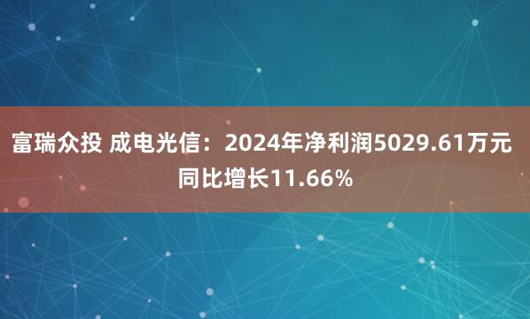 富瑞众投 成电光信：2024年净利润5029.61万元 同比增长11.66%